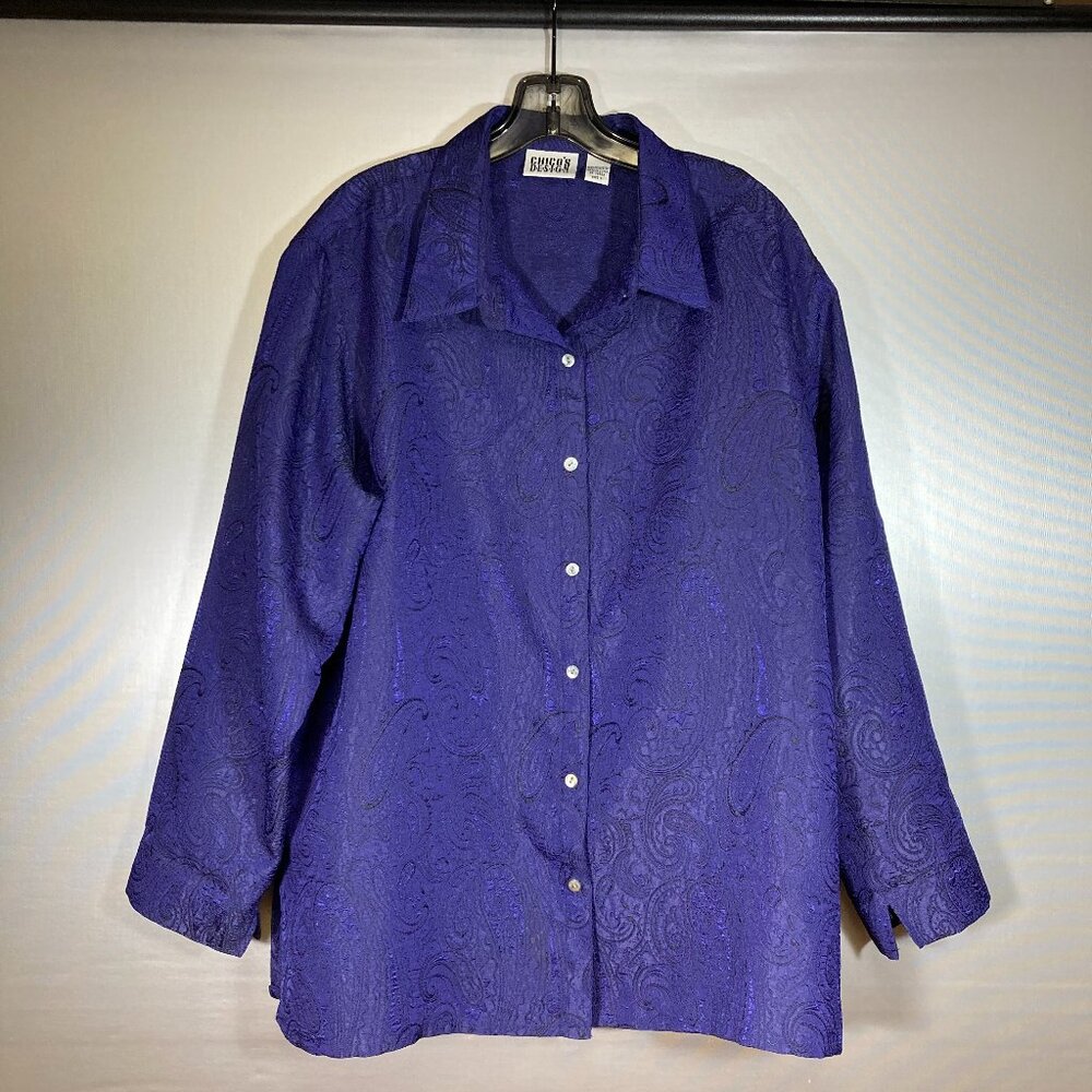 Chico's Purple Long Sleeve Button Down Blouse